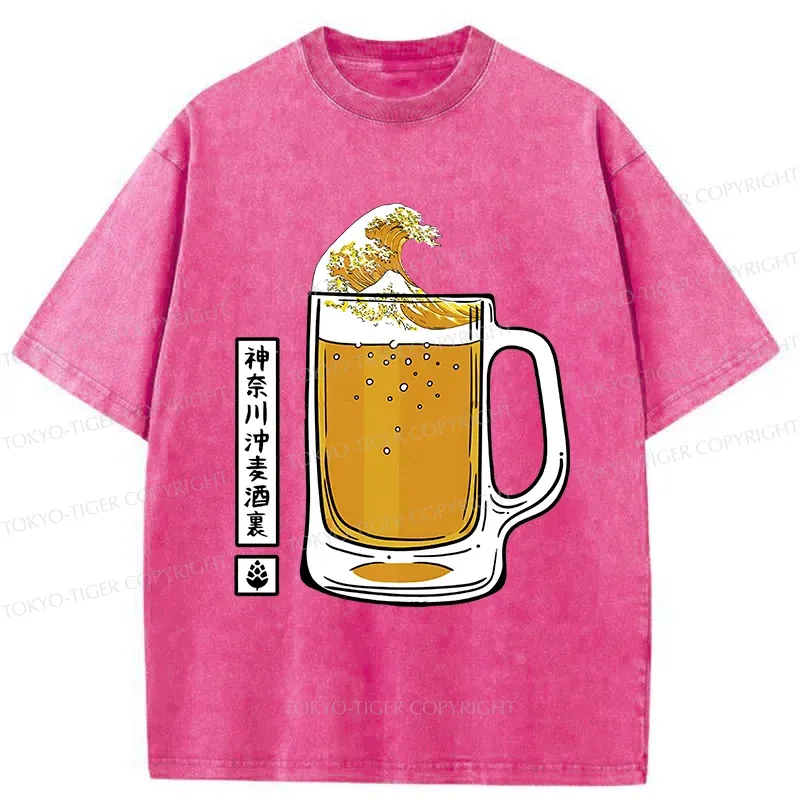 Tokyo-Tiger Japan Beer Wave Washed T-Shirt