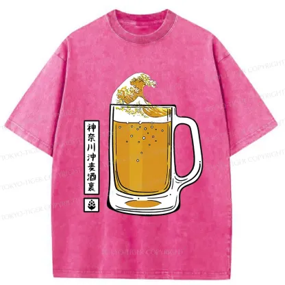 Tokyo-Tiger Japan Beer Wave Washed T-Shirt