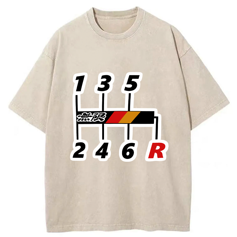 Tokyo-Tiger Car Gear Stick Washed T-Shirt