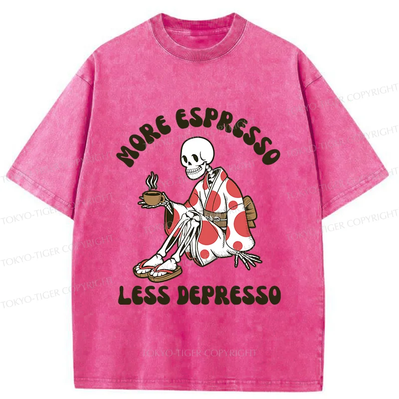 Tokyo-Tiger Skeleton Drinking Coffee Washed T-Shirt