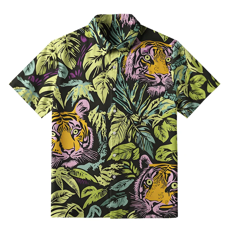 Tokyo-Tiger Tiger In The Jungle Button-up Shirt