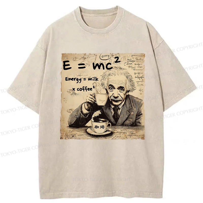 Tokyo-Tiger Funny Energy=Milk x Coffee^2 Washed T-Shirt