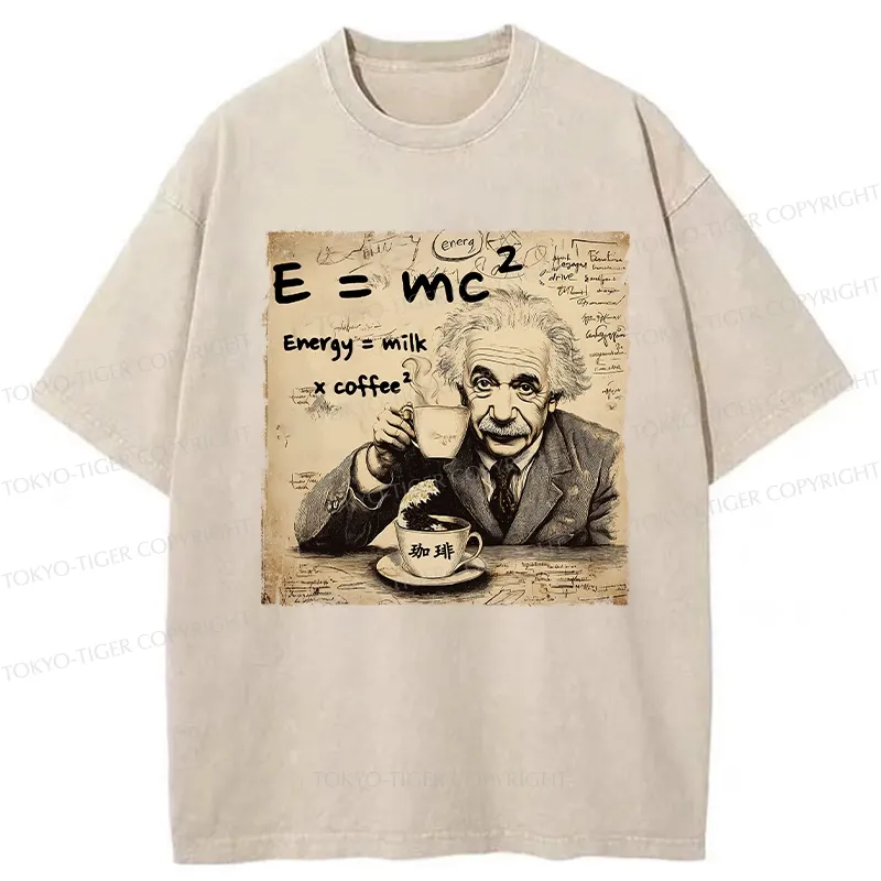Tokyo-Tiger Funny Energy=Milk x Coffee^2 Washed T-Shirt