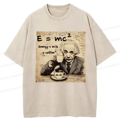 Tokyo-Tiger Funny Energy=Milk x Coffee^2 Washed T-Shirt