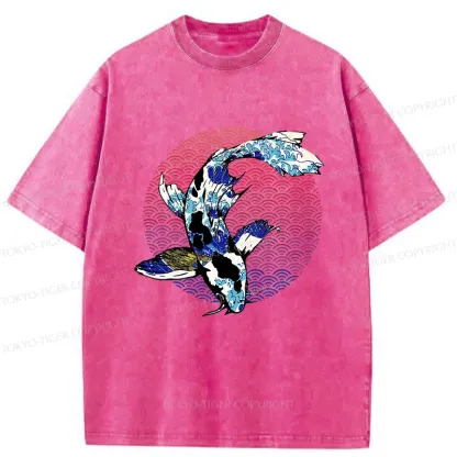 Tokyo-Tiger Vintage Japanese Koi Washed T-Shirt
