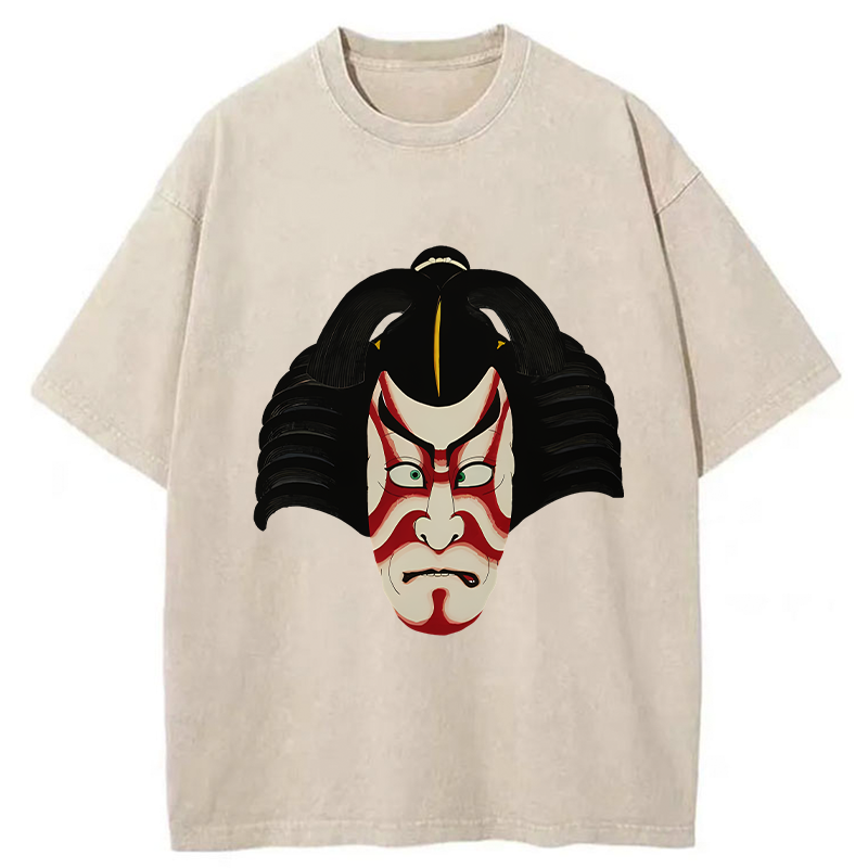 Tokyo-Tiger Japanese Ukiyo-e Kabuki Washed T-Shirt