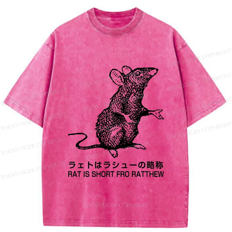 Tokyo-Tiger Funny Rat Japan Washed T-Shirt
