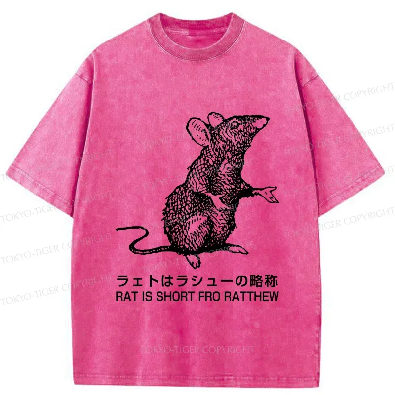 Tokyo-Tiger Funny Rat Japan Washed T-Shirt