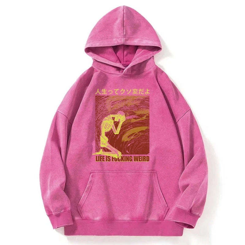 Tokyo-Tiger Skeleton Life is Fu Washed Hoodie