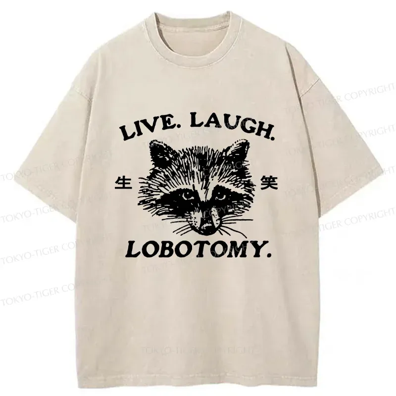 Tokyo-Tiger Funny Raccoon Washed T-Shirt