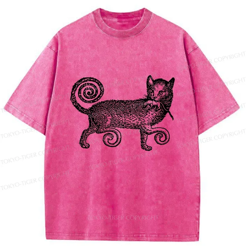 Tokyo-Tiger Cat That Caught The Mouse Washed T-Shirt