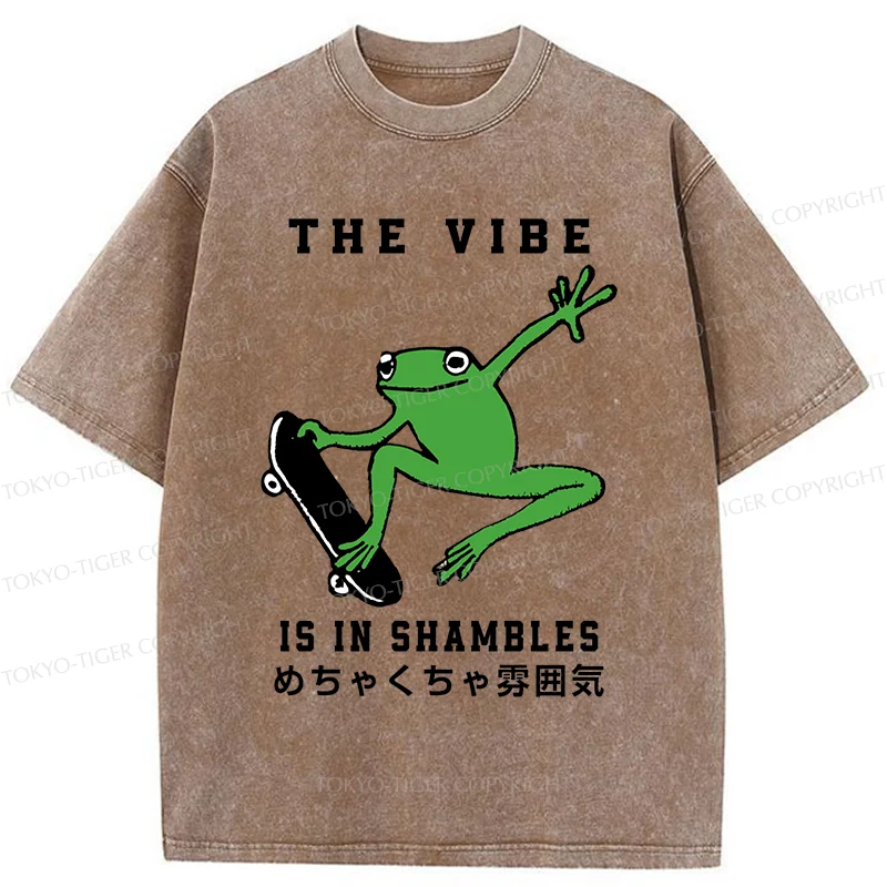 Tokyo-Tiger Frog Skateboard Washed T-Shirt