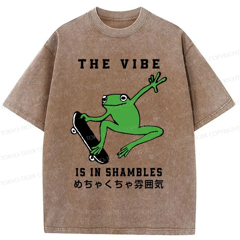 Tokyo-Tiger Frog Skateboard Washed T-Shirt