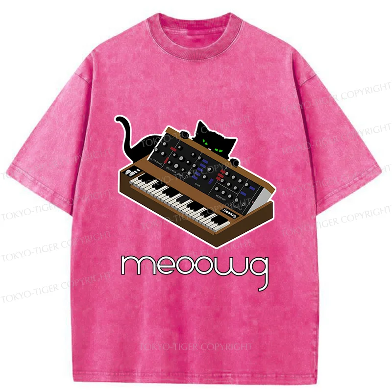 Tokyo-Tiger Cat and Music Washed T-Shirt