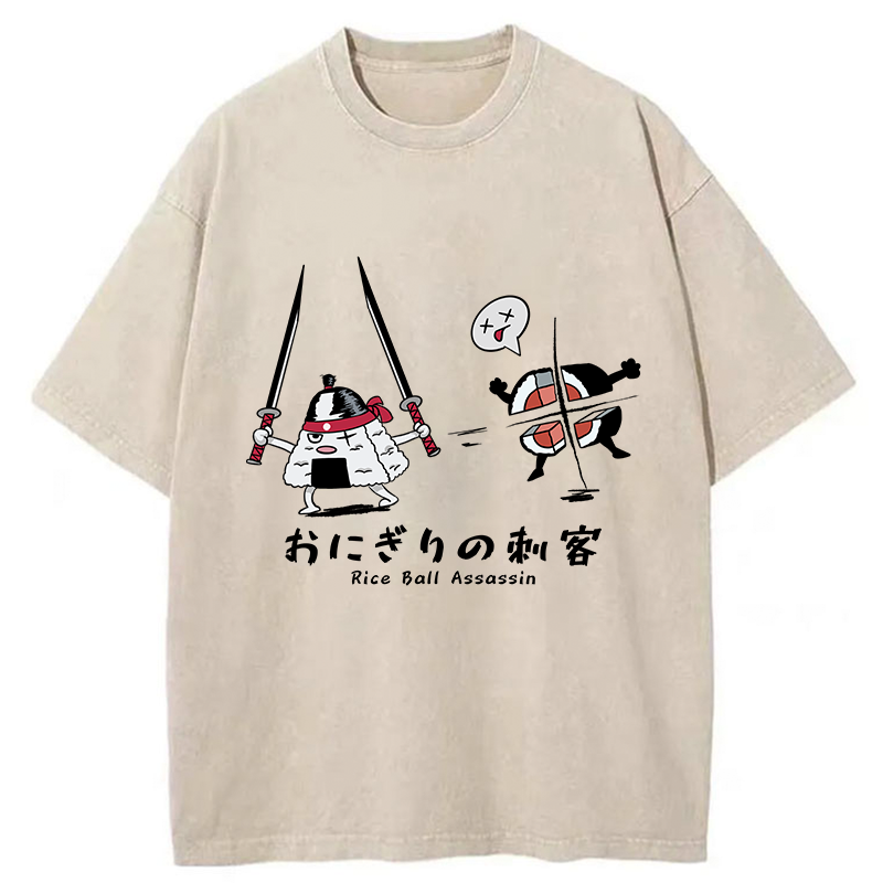 Tokyo-Tiger Rice Ball Assassin Washed T-Shirt