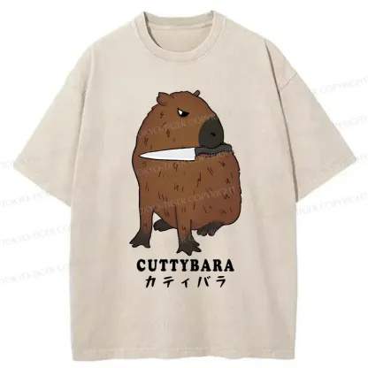 Tokyo-Tiger Cuttybara Funny Washed T-Shirt