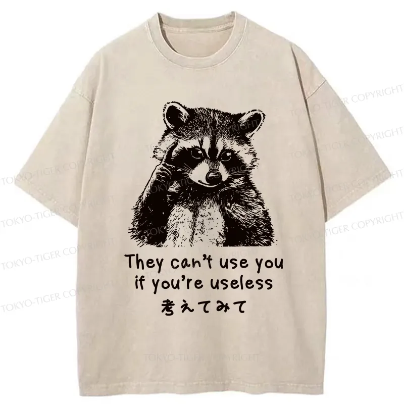 Tokyo-Tiger Funny Raccoon Quotes Washed T-Shirt