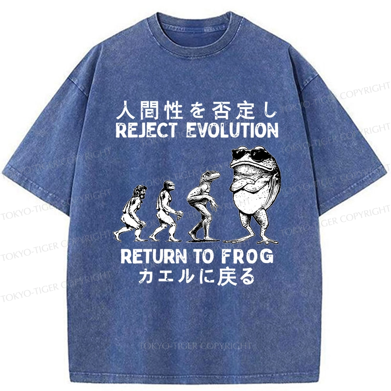 Tokyo-Tiger Reject Evolution Return To Frog Funny Washed T-Shirt