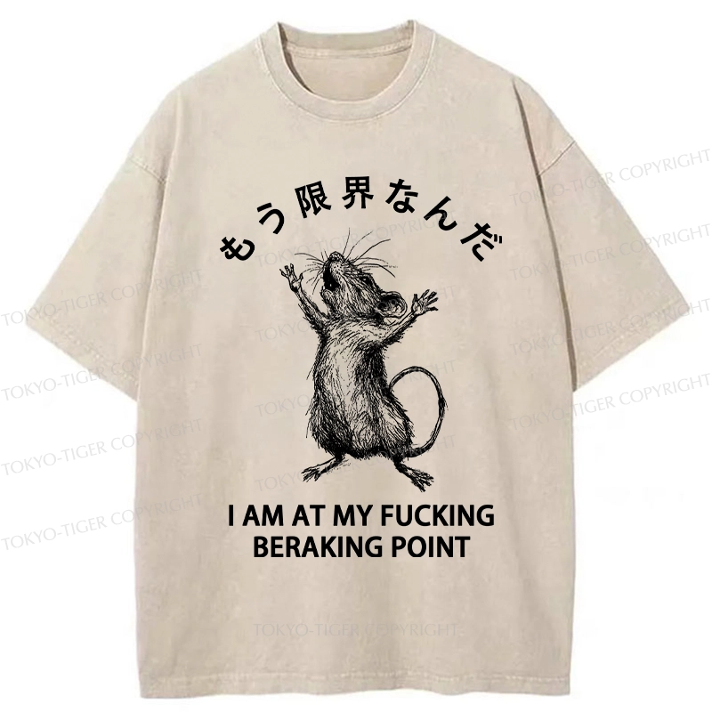 Tokyo-Tiger Funny Crash Mouse Washed T-Shirt