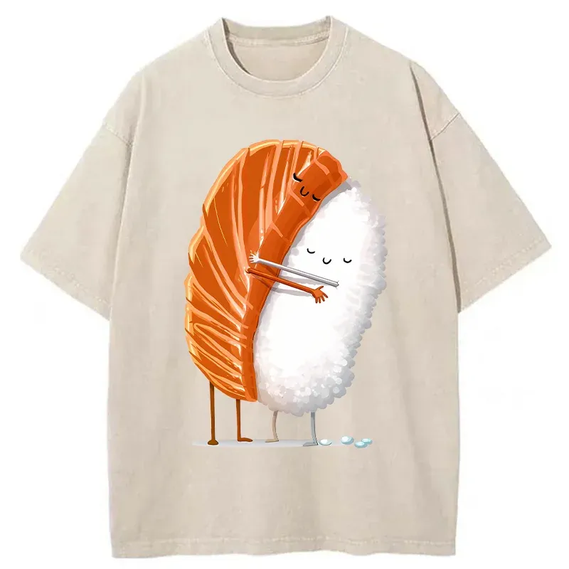 Tokyo-Tiger Sushi Hug Japan Washed T-Shirt