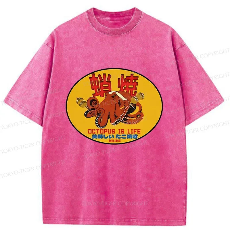 Tokyo-Tiger Delicious Takoyaki Washed T-Shirt