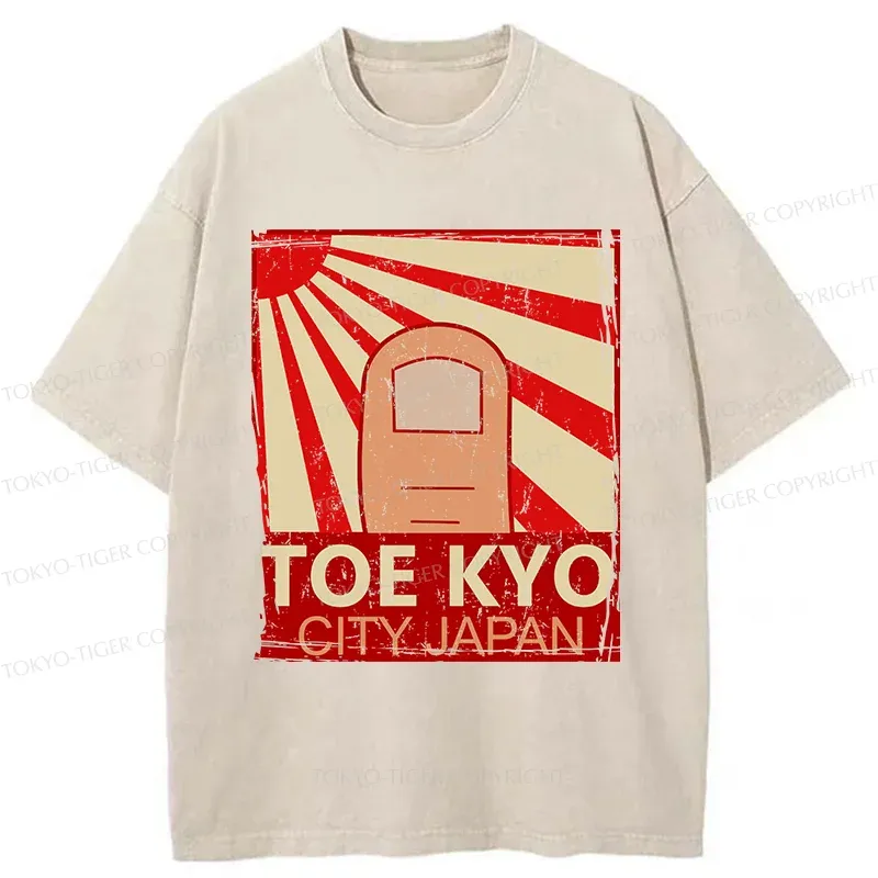 Tokyo-Tiger Toe Kyo Funny Washed T-Shirt