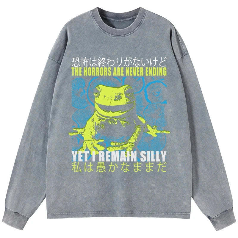 Tokyo-Tiger A Self-Aware Frog Washed Long Sleeve T-Shirt