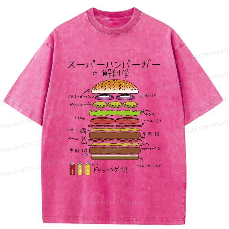 Tokyo-Tiger Anatomy Of A Hamburger Washed T-Shirt