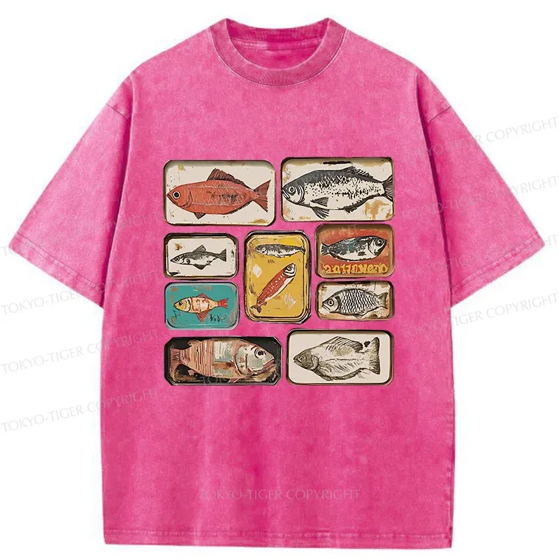 Tokyo-Tiger Vintage Canned Fish Washed T-Shirt