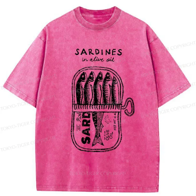 Tokyo-Tiger Canned Sardines Washed T-Shirt