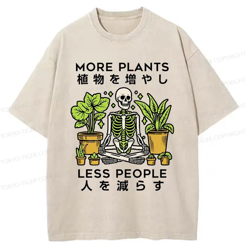 Tokyo-Tiger Plants And Skeleton Washed T-Shirt