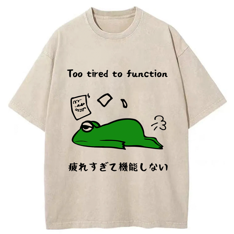 Tokyo-Tiger Too Tired To Work Properly Washed T-Shirt
