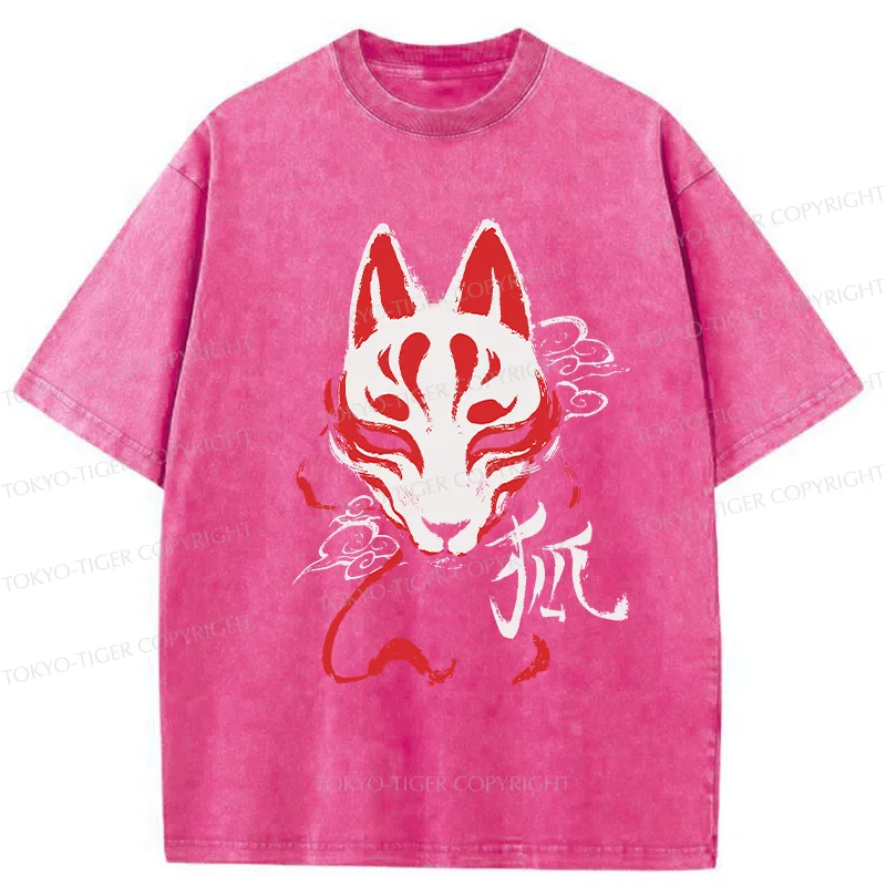 Tokyo-Tiger Japanese Fox Mask Washed T-Shirt