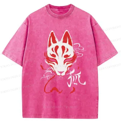 Tokyo-Tiger Japanese Fox Mask Washed T-Shirt