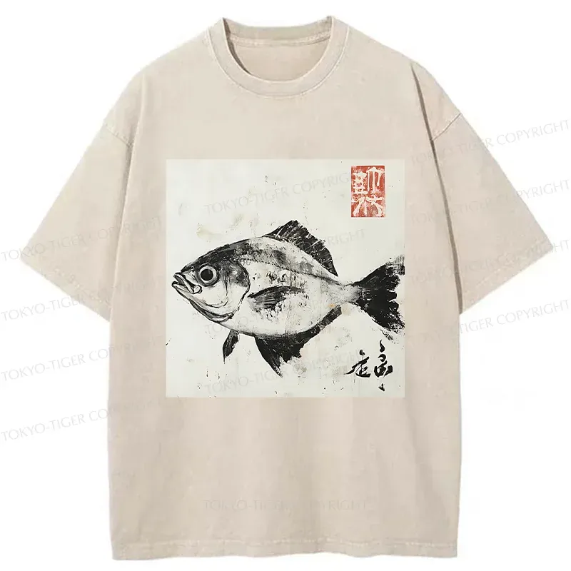 Tokyo-Tiger Vintage Fish Washed T-Shirt