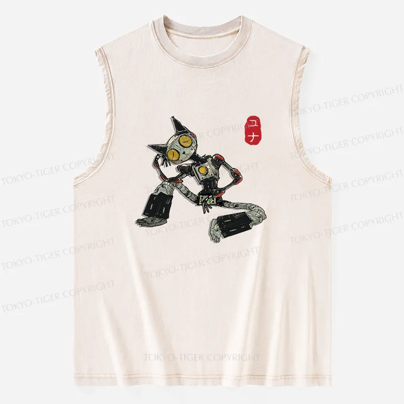 Tokyo-Tiger Contemplative Robot Cat Washed Tank