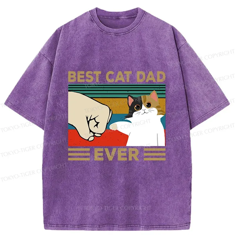 Tokyo-Tiger Cat Dad Funny Washed T-Shirt