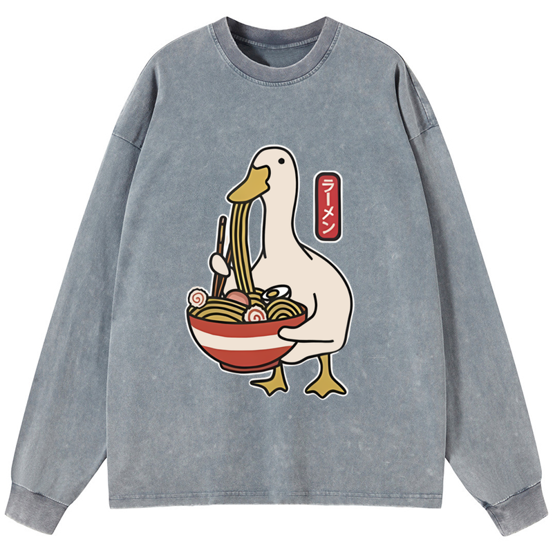 Tokyo-Tiger Ramen Lover Goose Washed Long Sleeve T-Shirt