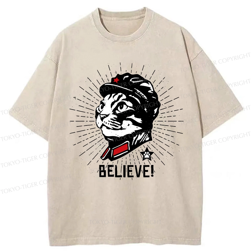 Tokyo-Tiger Trust Cat Chairman Washed T-Shirt