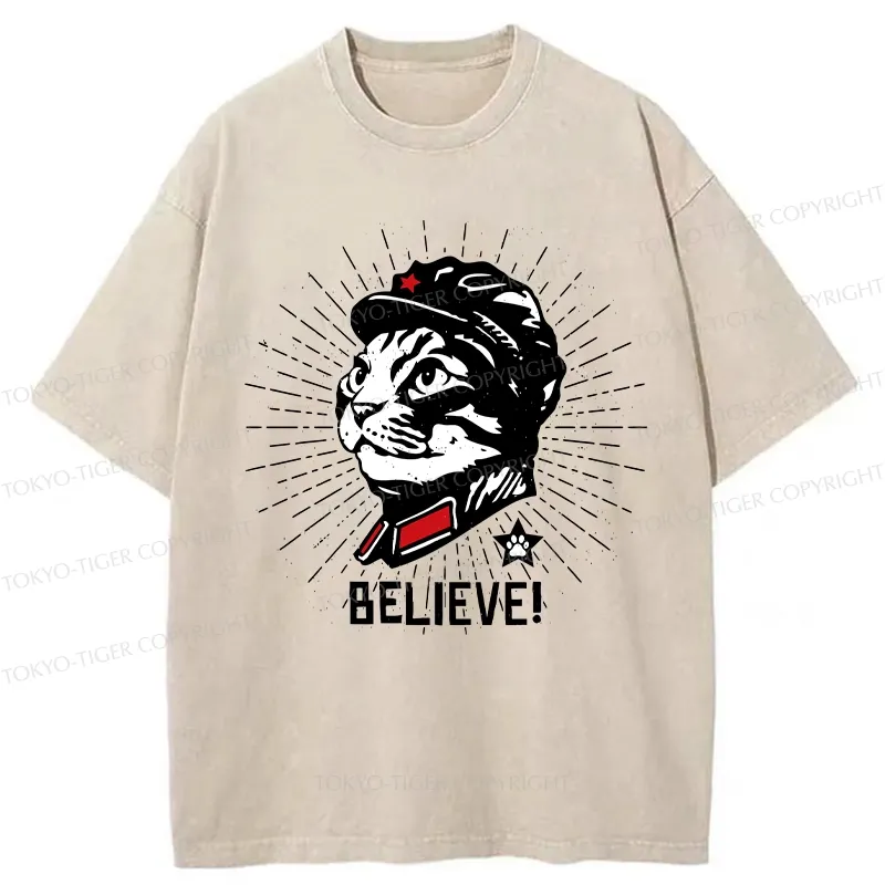 Tokyo-Tiger Trust Cat Chairman Washed T-Shirt