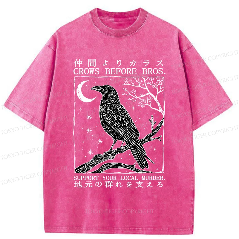Tokyo-Tiger Funny Crow Washed T-Shirt
