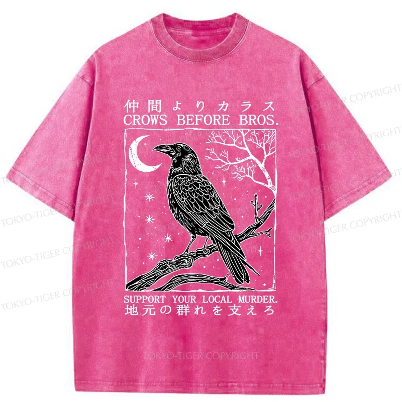 Tokyo-Tiger Funny Crow Washed T-Shirt