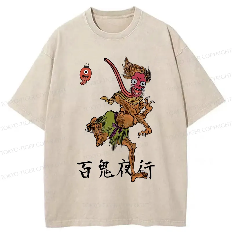 Tokyo-Tiger Night Parade of One Hundred Demons Washed T-Shirt