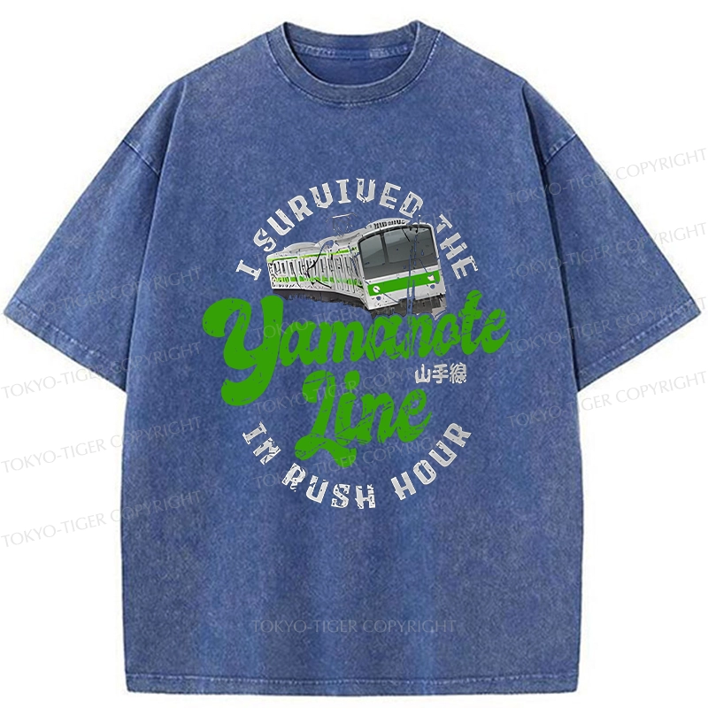 Tokyo-Tiger Funny Yamanote Line Washed T-Shirt