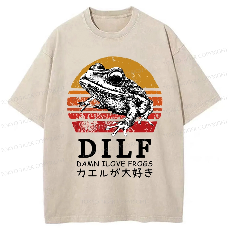 Tokyo-Tiger Funny Frog Lover Washed T-Shirt