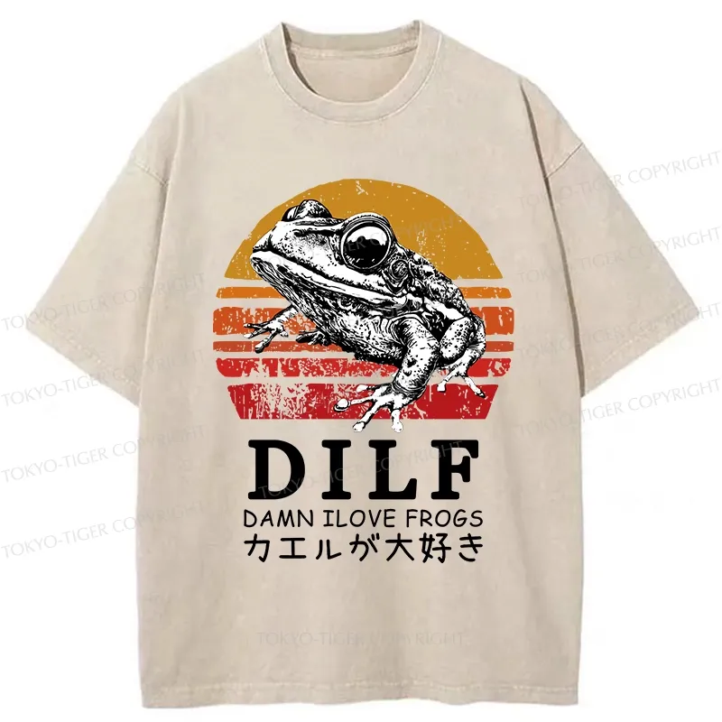Tokyo-Tiger Funny Frog Lover Washed T-Shirt