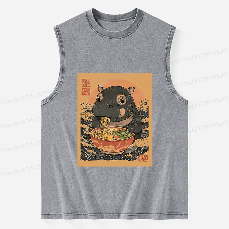 Tokyo-Tiger Moo Deng Eat Ramen Washed Tank