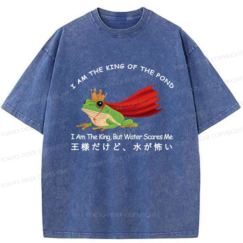 Tokyo-Tiger Frog King Afraid Of Water Washed T-Shirt