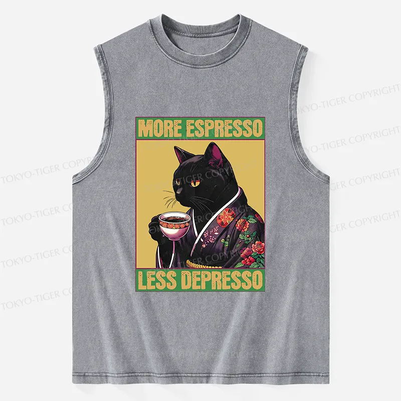 Tokyo-Tiger Up Caffeine Down Depression Washed Tank