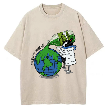 Tokyo-Tiger Funny Rice Ball With Wasabi Washed T-Shirt